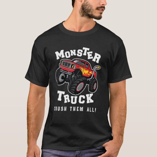 Monster Lastbil krossade dem alla trädgårdsbilar T Shirt (Framsida)