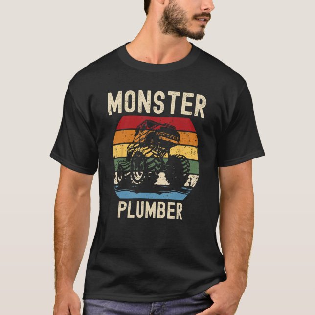Monster Lastbil Loving Plumber T Shirt (Framsida)