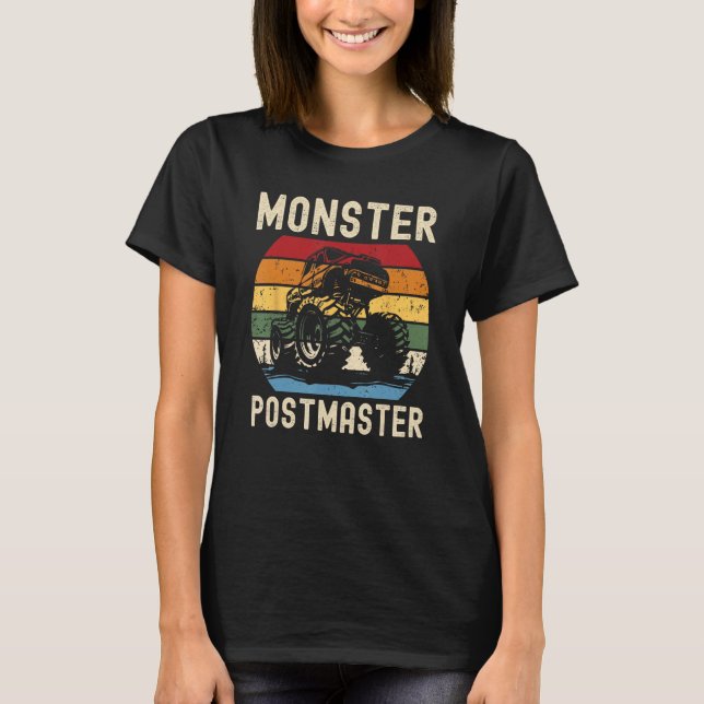 Monster Lastbil Loving Postmaster T Shirt (Framsida)