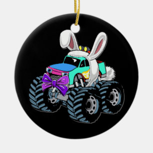 Monster Lastbil med Bunny Öron Glad påsk-dagen Julgransprydnad Keramik