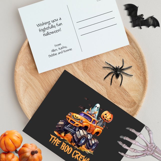 Monster Lastbil med Cute Funny Pumpkin Halloween Helg Vykort (Skapare uppladdad)