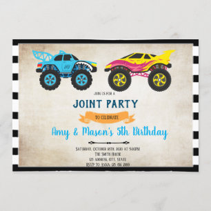 Monster lastbil medfödelsedag inbjudningar