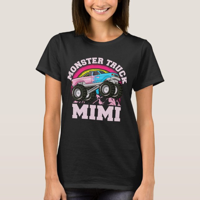 Monster Lastbil Mimi Matching Family Grandma Gift T Shirt (Framsida)