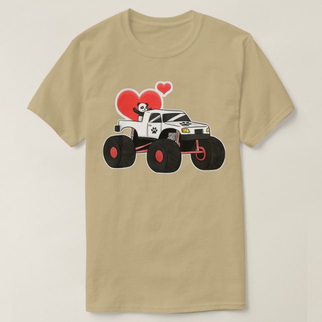 Monster Lastbil Muscle Car Fantastisk Panda 2 T Shirt (Design framsida)
