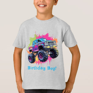 Monster Lastbil Neon Boy Födelsedagsfest T Shirt
