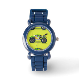 Monster lastbil på kalkgrönt armbandsur