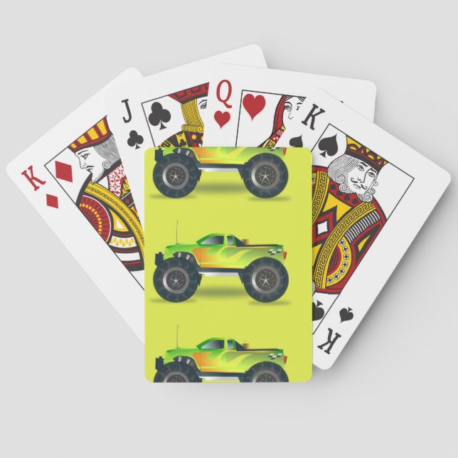 Monster lastbil på kalkgrönt casinokort (Baksidan)