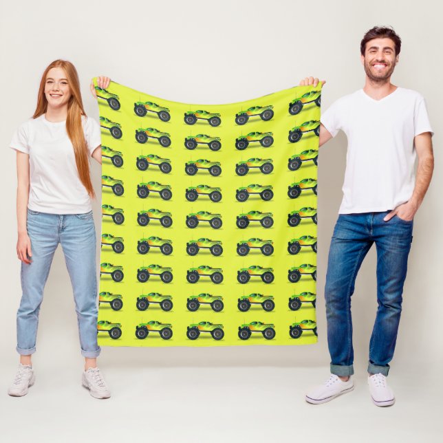 Monster lastbil på kalkgrönt fleecefilt (På plats)