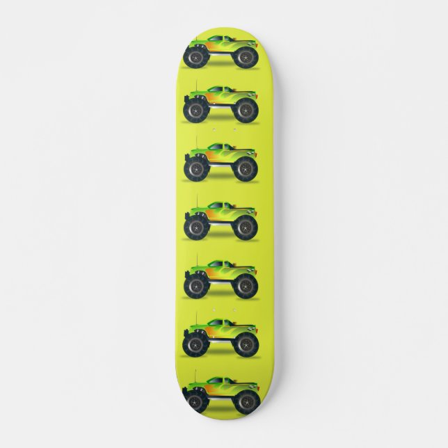 Monster lastbil på kalkgrönt mini skateboard bräda 18,5 cm (Framsida)