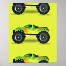 Monster lastbil på kalkgrönt poster