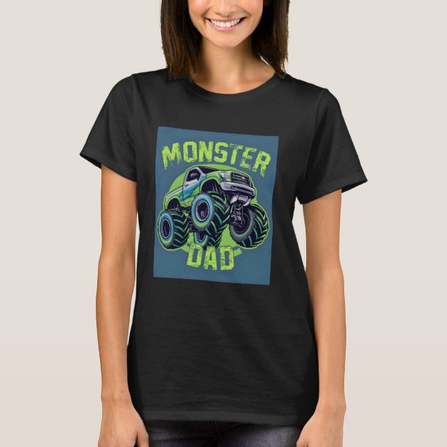 Monster Lastbil Pappa - Familjematchande Roligt T Shirt (Framsida)