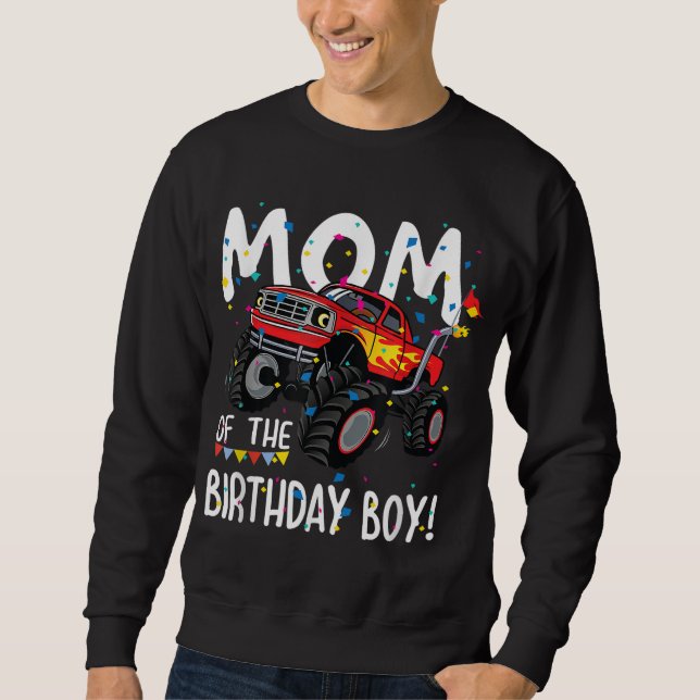 Monster Lastbil Party Mamma i Birthday Boy Gift Lång Ärmad Tröja (Framsida)