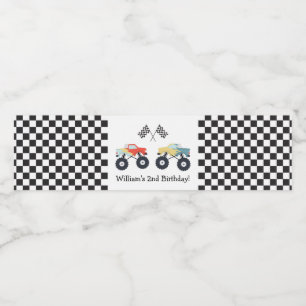 Monster Lastbil Party Vattenflaskor Etikett