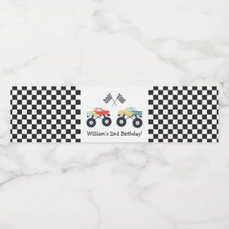 Monster Lastbil Party Vattenflaskor Etikett