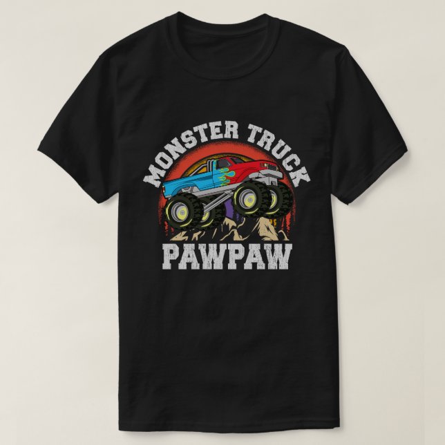 Monster Lastbil PawPaw Matching Family Grandpa T Shirt (Design framsida)