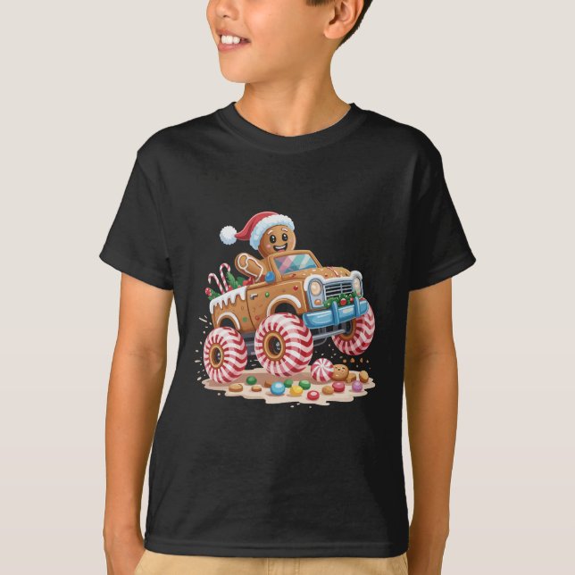 Monster Lastbil Pepparkaksgubbe, julklapp T Shirt (Framsida)