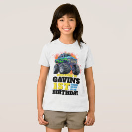 Monster Lastbil Personlig Födelsedagsfest T Shirt