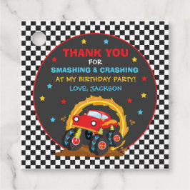 Monster Lastbil Rally Födelsedagsfest Dekorations Gåvor Etiketter