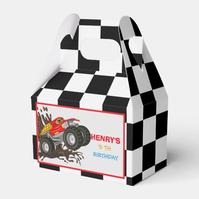 Monster Lastbil Rally Födelsedagsfest Dekorations  Presentaskar (Framsidan Sidan)