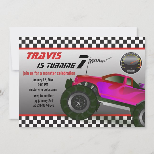 Monster Lastbil Rally-inbjudan Inbjudningar (Framsida)