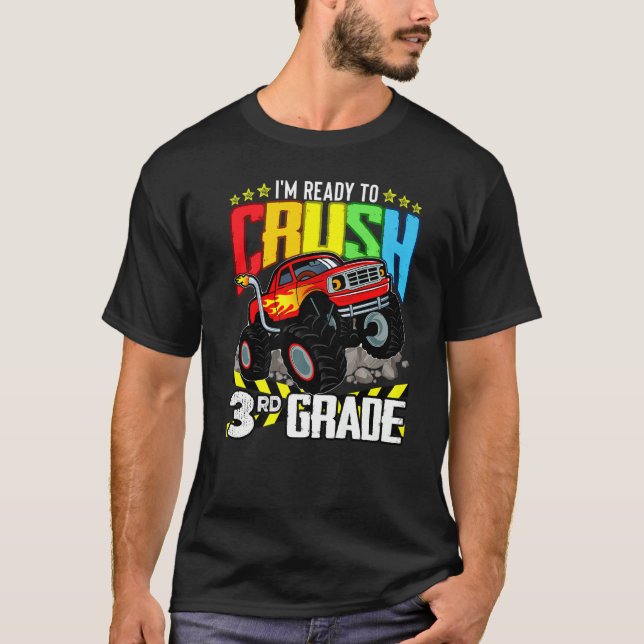 Monster Lastbil Redo att krossa tredje Klass tillb T Shirt (Framsida)