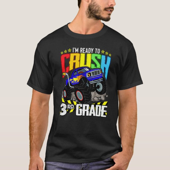 Monster Lastbil Redo att krossa tredje Klass tillb T Shirt (Framsida)