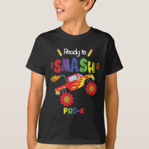 Monster Lastbil Redo till Smash Pre-K First Day T Shirt