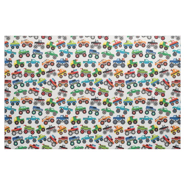 Monster Lastbil Repeat Fabric Textile Tyg (Fat Quarter)
