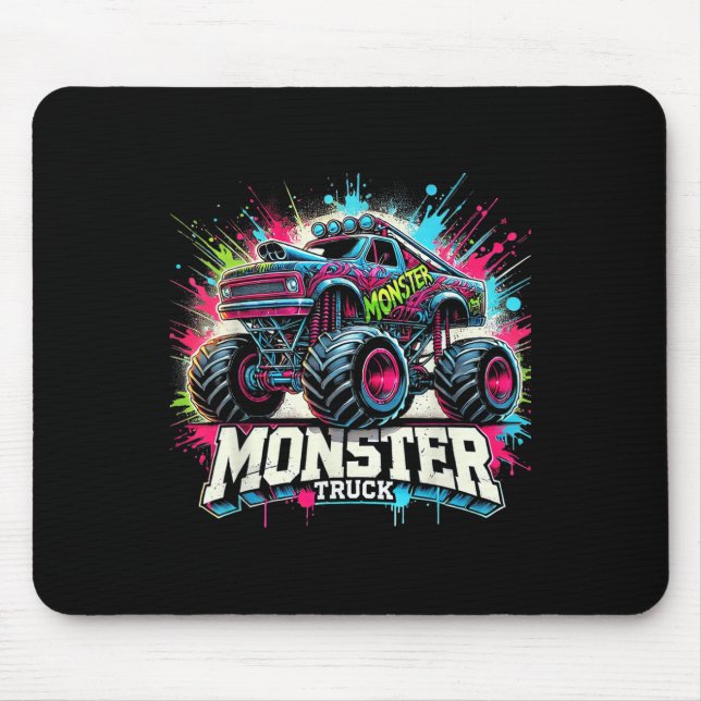 Monster Lastbil Retro Colorful Graffiti Småbarn Yo Musmatta (Framsidan)