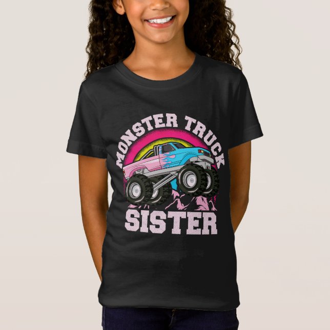 Monster Lastbil Sister Matching Family Monster Las T Shirt (Framsida)