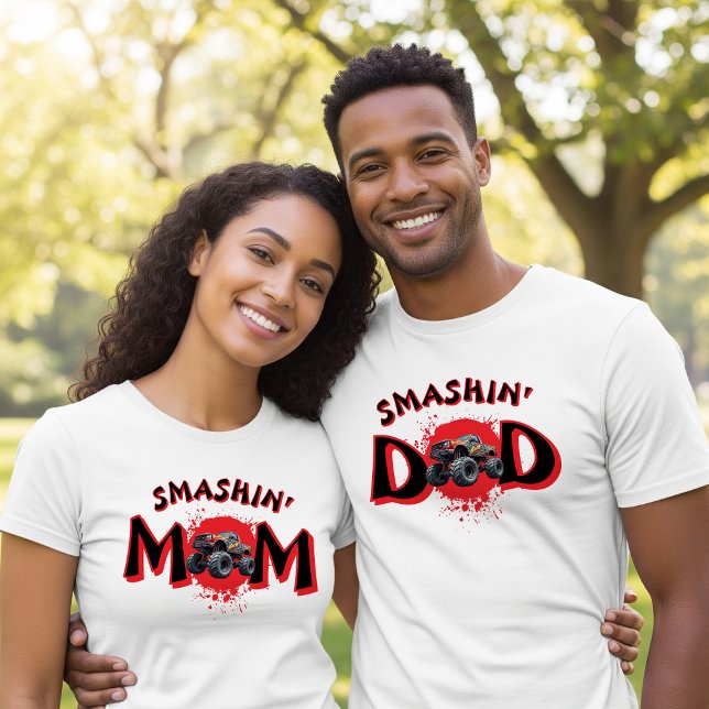 Monster Lastbil Smash Matching Mamma Parent Birthd T Shirt (Monster Truck Smash Matching Mom & Dad Parent Birthday T-Shirt
)