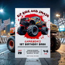 Monster Lastbil Smash Red 1:a födelsedagen Party