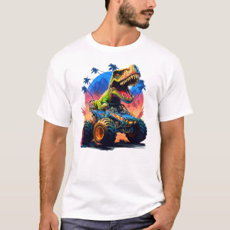 Monster Lastbil & T-Rex Dinosaur T Shirt