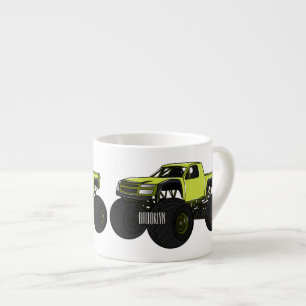 Monster lastbil tecknad illustration espressomugg