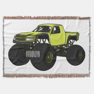 Monster lastbil tecknad illustration filt