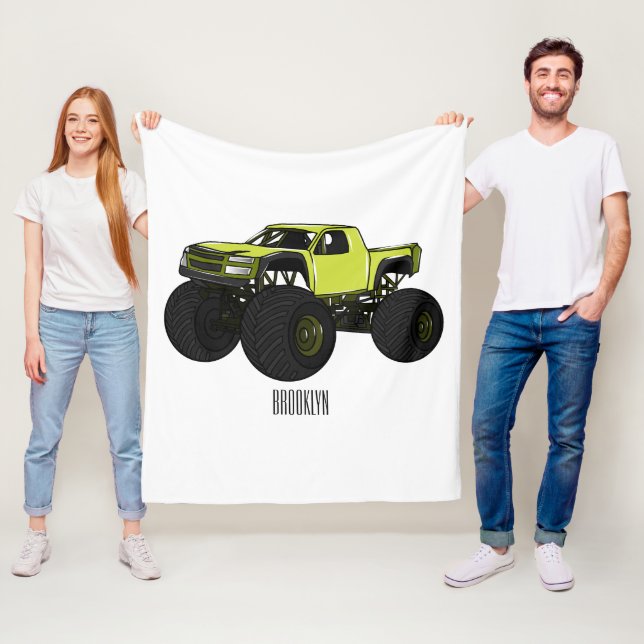 Monster lastbil tecknad illustration fleecefilt (På plats)