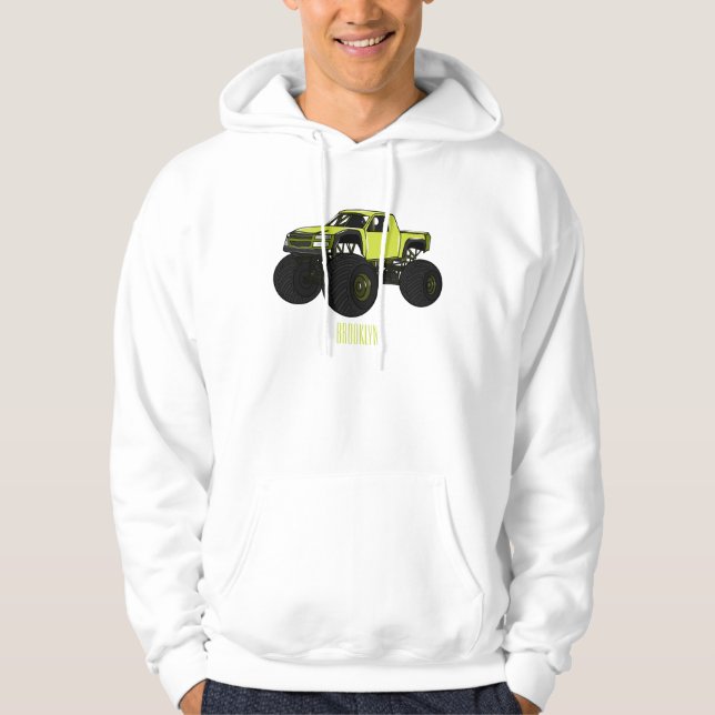 Monster lastbil tecknad illustration hoodie (Framsida)