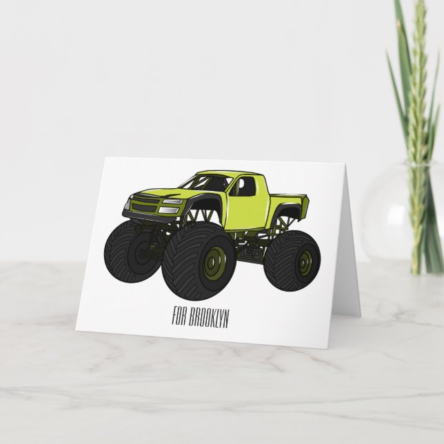 Monster lastbil tecknad illustration kort (Framsida)