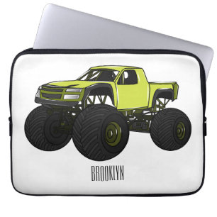 Monster lastbil tecknad illustration laptop fodral