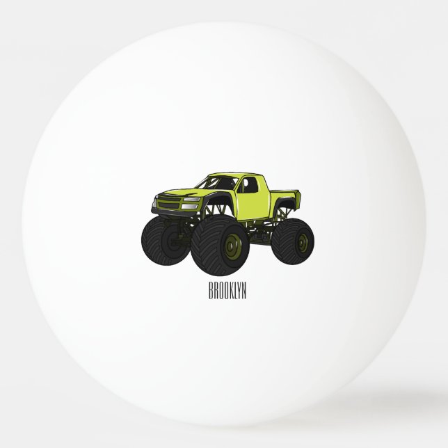 Monster lastbil tecknad illustration pingisboll (Framsidan)