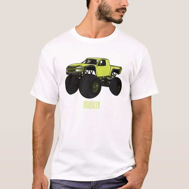 Monster lastbil tecknad illustration t shirt (Framsida)