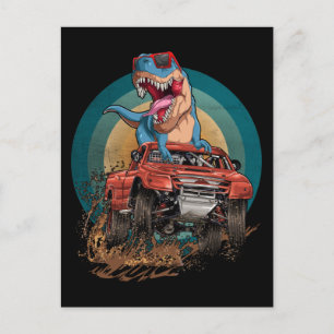 Monster Lastbil Trex Dirt Tävling Dinosaur Vykort