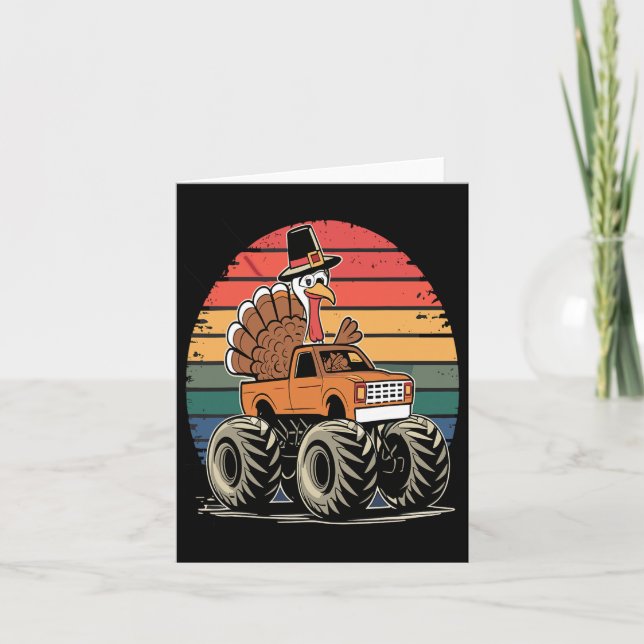 Monster Lastbil Turkey Sunset Retro Thanksgiving B Kort (Framsida)