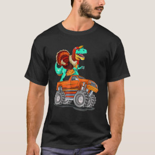 Monster Lastbil Turkey Trex Dinosaur Lycklig Thank T Shirt