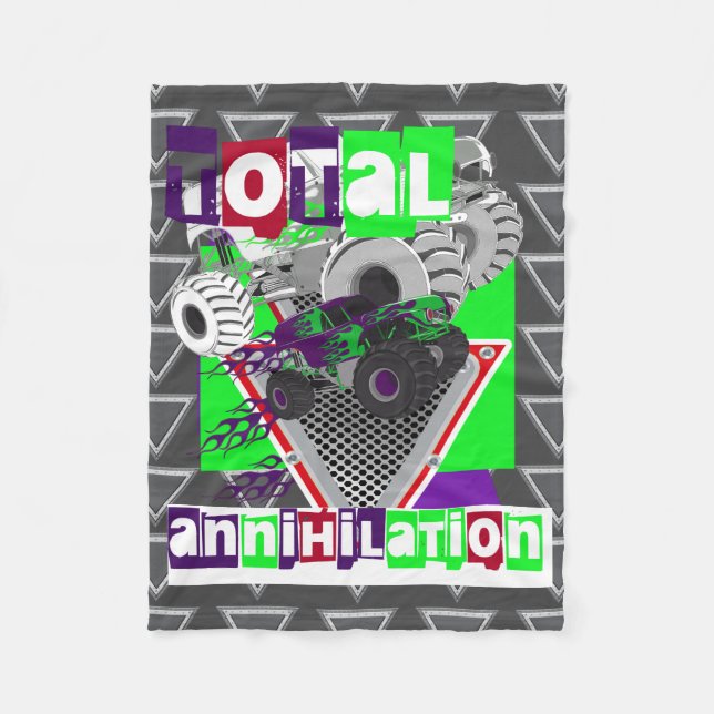 Monster lastbil ungar med hård kärna coola fleecefilt (Framsidan)