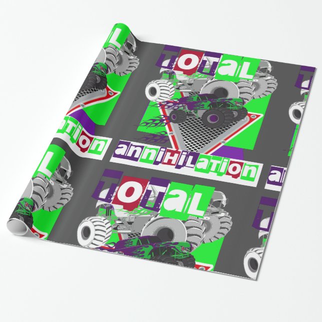 Monster lastbil ungar med hård kärna coola presentpapper (Utrullad)