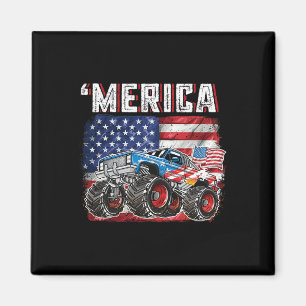 Monster Lastbil USA flagga Merica Manar Boys 4 jul Magnet