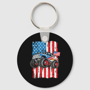 Monster Lastbil USA flagga Patriotic Boys Manar 4: Nyckelring