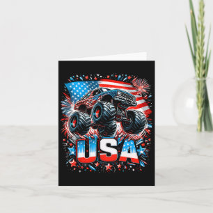 Monster Lastbil USA:s amerikanska Flagga 4 juli Kort