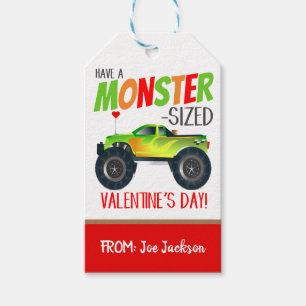 Monster Lastbil Valentine Gift-Märkre Presentetikett